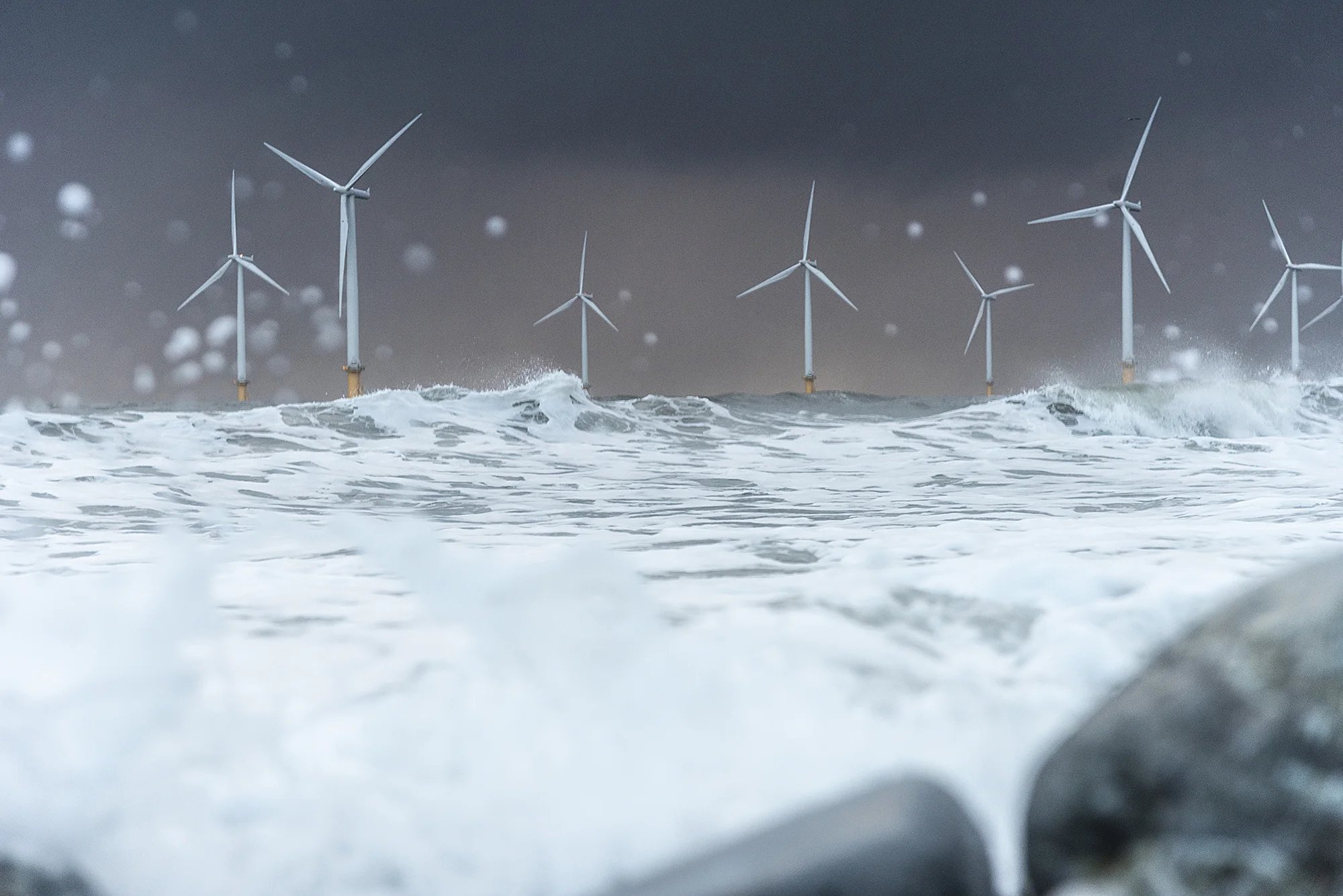 Offshore wind turbines exposed to the elements