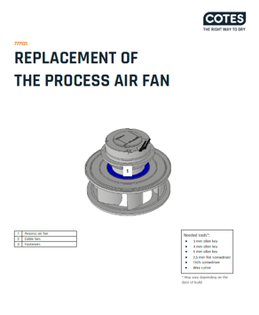 Repair Kit - REPLACEMENT OF THE PROCESS AIR FAN